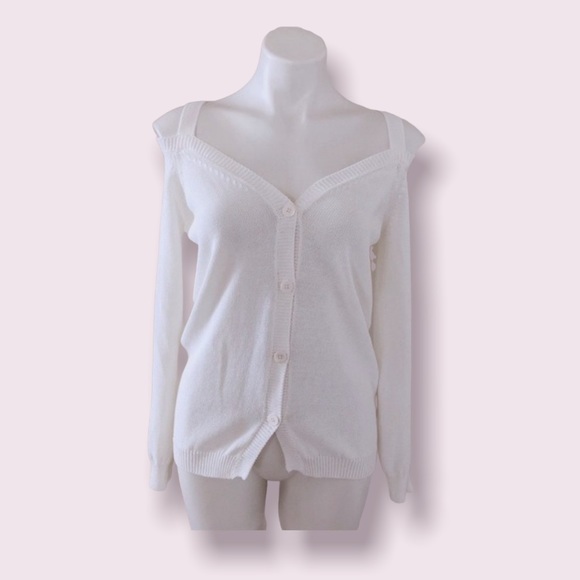 Massimo Dutti Sweater Cold-Shoulder Button-Front(Made in Italy) Size L New w/Tag - Picture 4 of 12